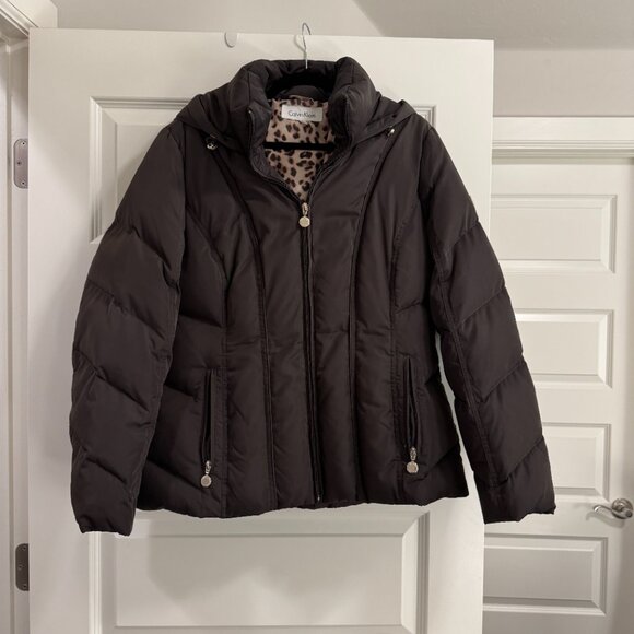 Calvin Klein chocolate ski jacket with hood. Size XL - Picture 2 of 6
